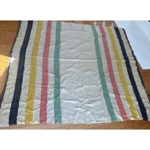 VTG JC Penney Golden Dawn Prevmo Striped Blanket 100% Wool 76x74 ”